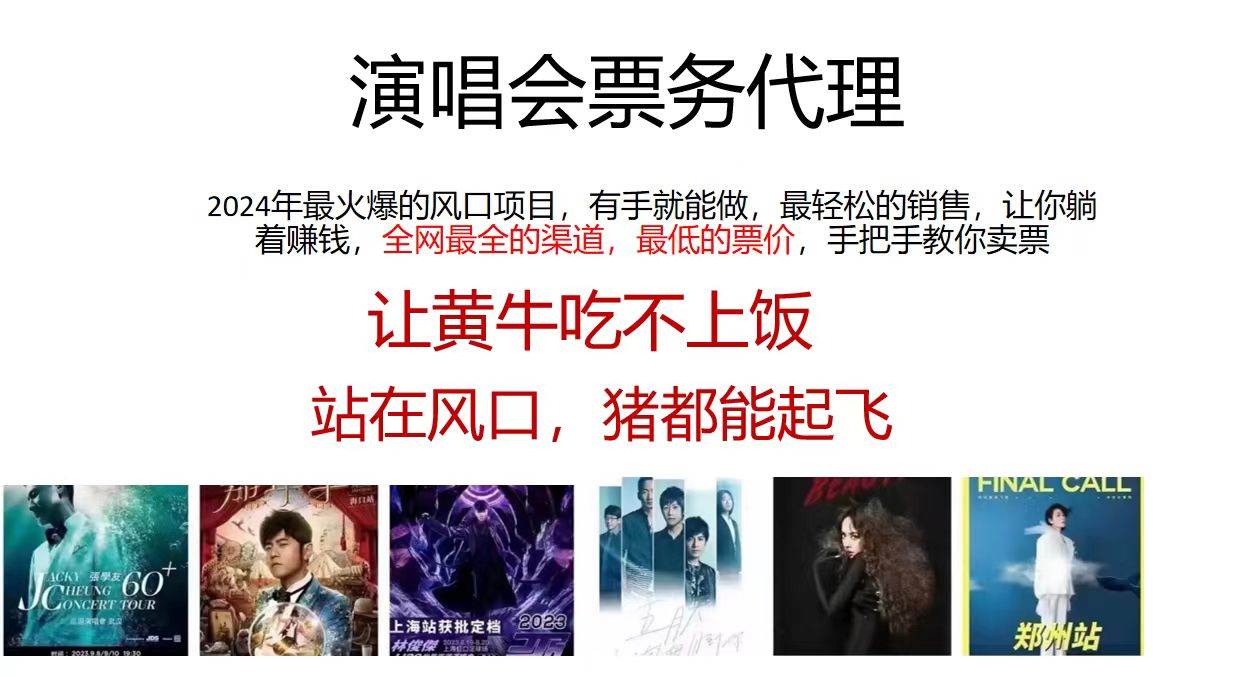 （11753期）演唱会票务代理，2024年最火爆风口项目，全网最低的票价，小白一分钟上…插图