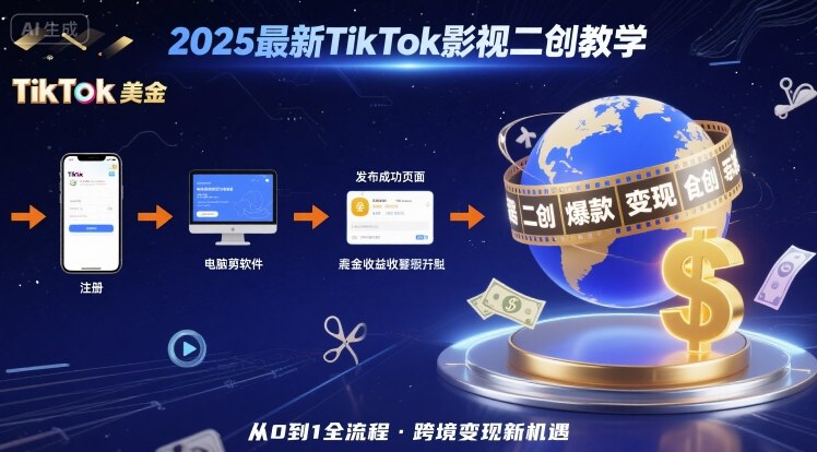 2025年最新TikTok影视二创教学,从注册到发布撸美金全流程,跨境变现新机遇插图 2025年最新TikTok影视二创教学,从注册到发布撸美金全流程,跨境变现新机遇插图