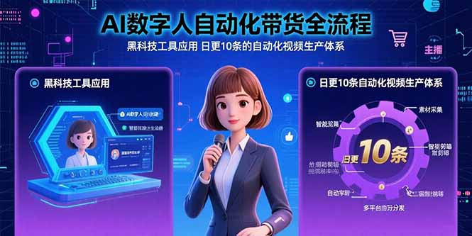 （15699期）AI数字人自动化带货全流程：黑科技工具应用 日更10条的自动化视频生产体系