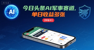 今日头条AI军事赛道,单日收益多张 ,手机可做【附指令】插图 今日头条AI军事赛道,单日收益多张 ,手机可做【附指令】插图