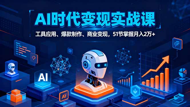 （16093期）AI时代全场景实战课，工具应用、爆款制作、商业变现，51节掌握月入2万+