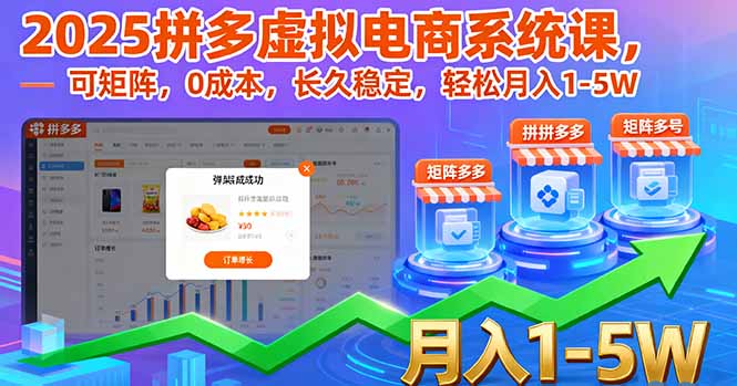 (16088期)2025拼多多虚拟电商系统课,可矩阵,0成本,长久稳定,轻松月入1-5W插图 (16088期)2025拼多多虚拟电商系统课,可矩阵,0成本,长久稳定,轻松月入1-5W插图