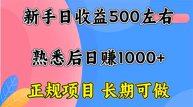 (16132期)新手日收益500+ 正规项目 长期可做插图 (16132期)新手日收益500+ 正规项目 长期可做插图