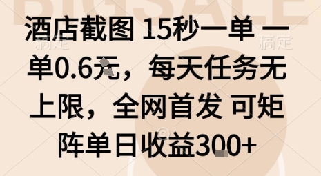 酒店截图15秒一单,一单0.6米,每天任务无上限,全网首发可矩阵单日收益3张【揭秘】插图 酒店截图15秒一单,一单0.6米,每天任务无上限,全网首发可矩阵单日收益3张【揭秘】插图