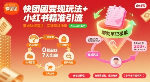 快团团变现玩法+小红书精准引流技巧,助你真正落地私域卖货,实现持续挣米插图 快团团变现玩法+小红书精准引流技巧,助你真正落地私域卖货,实现持续挣米插图