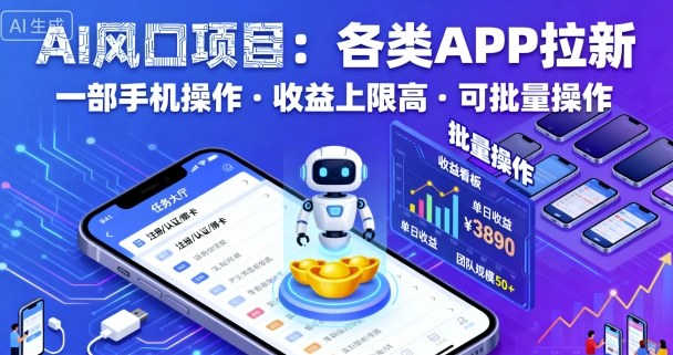 AI风口项目,各类APP拉新,一部手机就可以操作,收益上限高,可批量操作插图 AI风口项目,各类APP拉新,一部手机就可以操作,收益上限高,可批量操作插图