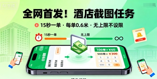 全网首发!酒店截图任务,15秒一单,每单0.6米,任务无上限不设限,矩阵操作单日3张到手【揭秘】插图 全网首发!酒店截图任务,15秒一单,每单0.6米,任务无上限不设限,矩阵操作单日3张到手【揭秘】插图