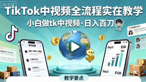 TikTok中视频全流程实操教学,小白做tk中视频,日入百刀插图 TikTok中视频全流程实操教学,小白做tk中视频,日入百刀插图
