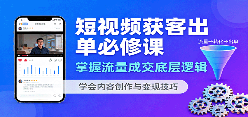 短视频获客出单必修课:掌握流量成交底层逻辑,学会内容创作与变现技巧插图 短视频获客出单必修课:掌握流量成交底层逻辑,学会内容创作与变现技巧插图