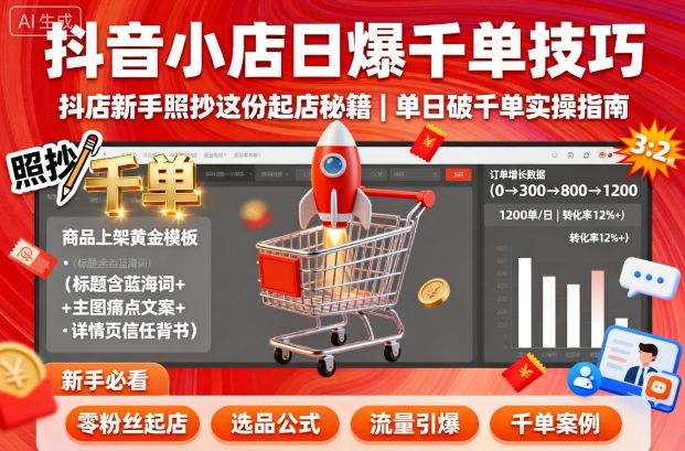 抖音小店日爆千单技巧,抖店新手照抄这份起店秘籍,单日破千单插图 抖音小店日爆千单技巧,抖店新手照抄这份起店秘籍,单日破千单插图