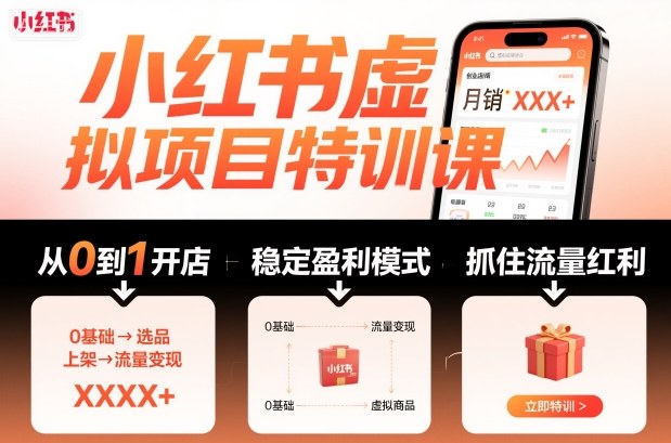 小红书虚拟项目特训课,帮你从0到1打造稳定盈利的店铺,抓住流量红利(更新9月)插图 小红书虚拟项目特训课,帮你从0到1打造稳定盈利的店铺,抓住流量红利(更新9月)插图