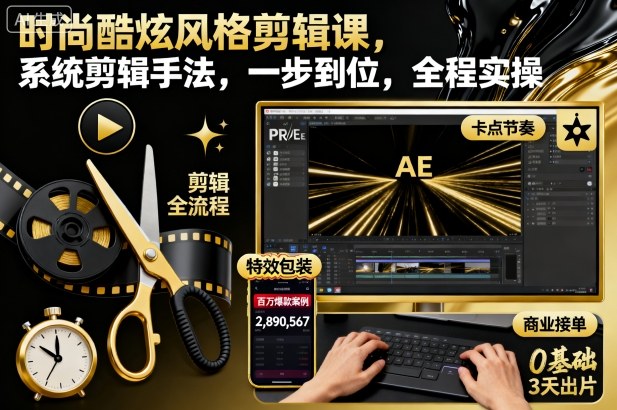 时尚酷炫风格剪辑课,系统剪辑手法,一步到位,全程实操插图 时尚酷炫风格剪辑课,系统剪辑手法,一步到位,全程实操插图