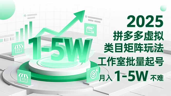 （16548期）2025 拼多多虚拟类目矩阵玩法，工作室批量起号，月入 1-5W 不难