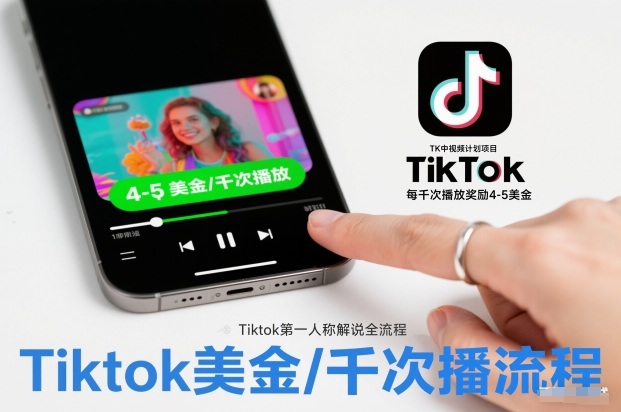TK中视频计划项目,Tiktok第一人称解说流程,每干次播放奖励4-5美金