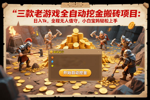 三款老游戏全自动挖金搬砖项目:日入1k,全程无人值守,小白宝妈轻松上手【揭秘】插图 三款老游戏全自动挖金搬砖项目:日入1k,全程无人值守,小白宝妈轻松上手【揭秘】插图