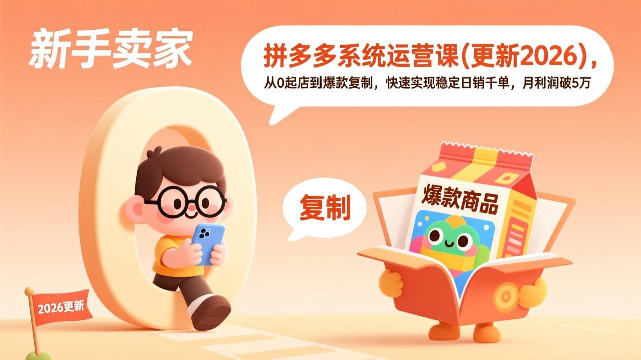 (17202期)拼多多系统运营课(更新2026),从0起店到爆款复制,快速实现稳定日销千单,月利润破5万插图 (17202期)拼多多系统运营课(更新2026),从0起店到爆款复制,快速实现稳定日销千单,月利润破5万插图