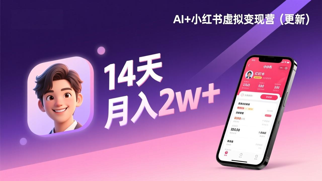 (17275期)AI+小红书虚拟变现营(更新),14天掌握选品、笔记、成交,打造自动化月入2w+事业