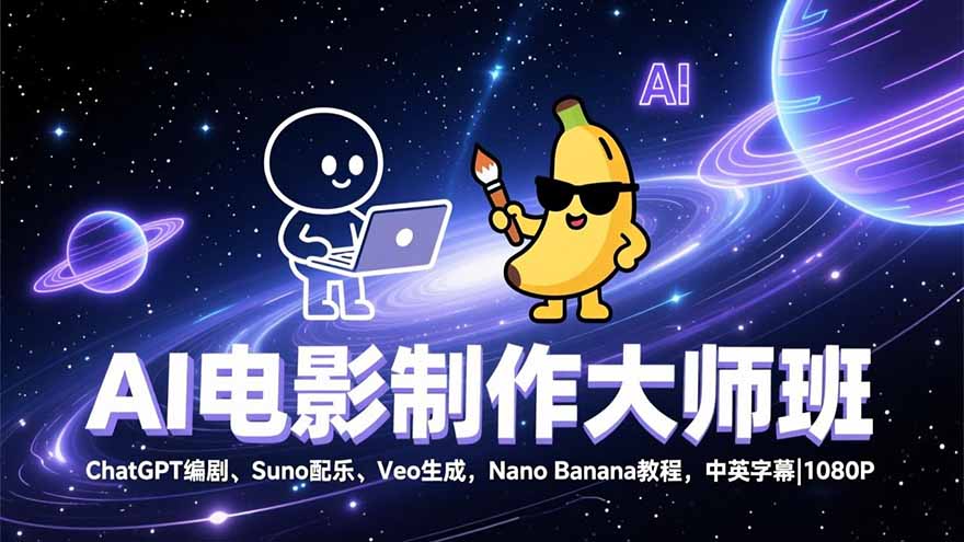 (17011期)AI电影制作大师班:ChatGPT编剧、Suno配乐、Veo生成,Nano Banana教程,中英字幕|1080P插图 (17011期)AI电影制作大师班:ChatGPT编剧、Suno配乐、Veo生成,Nano Banana教程,中英字幕|1080P插图
