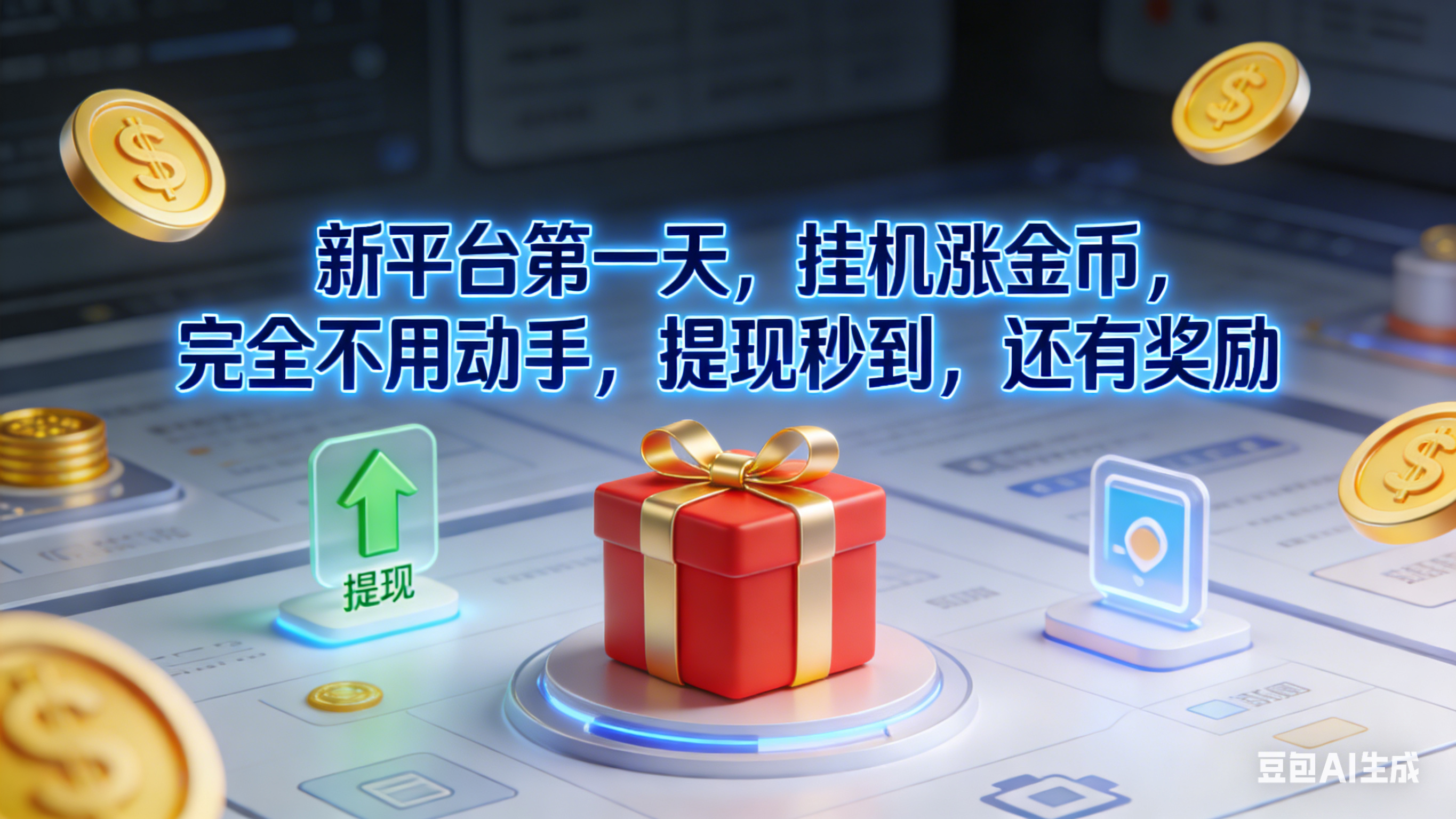 新平台第一天，挂机涨金币，完全不用动手，提现秒到，还有奖励