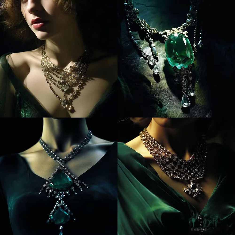 （17272期）460+专业Midjourney珠宝摄影AI提示词+成效果图，戒指/项链/耳环/手链/宝石/及奢侈配饰等全品类插图3