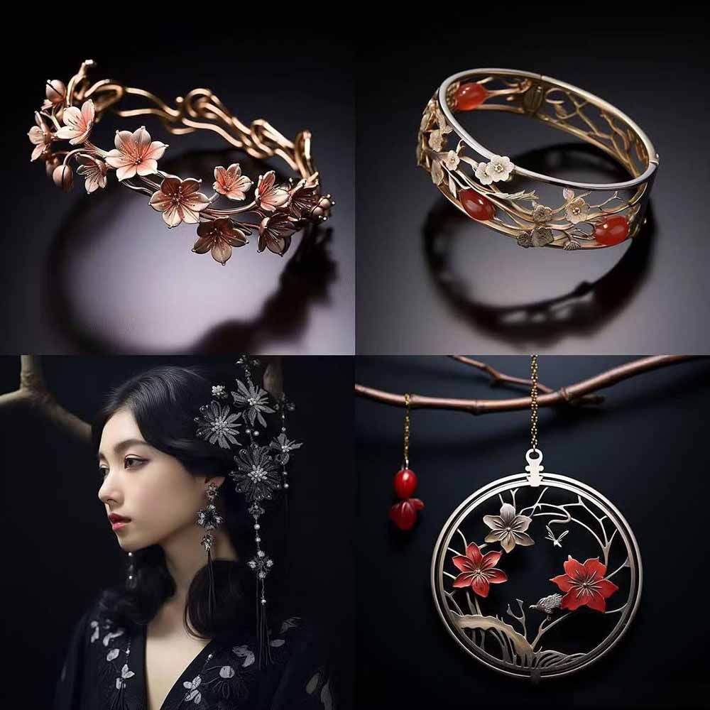 （17272期）460+专业Midjourney珠宝摄影AI提示词+成效果图，戒指/项链/耳环/手链/宝石/及奢侈配饰等全品类插图6