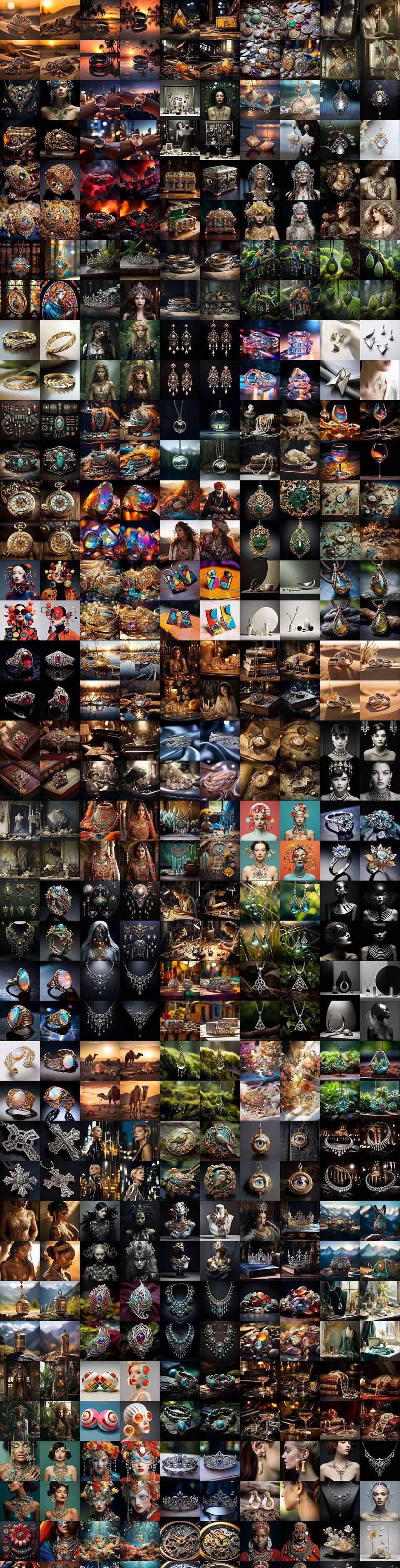 （17272期）460+专业Midjourney珠宝摄影AI提示词+成效果图，戒指/项链/耳环/手链/宝石/及奢侈配饰等全品类插图8