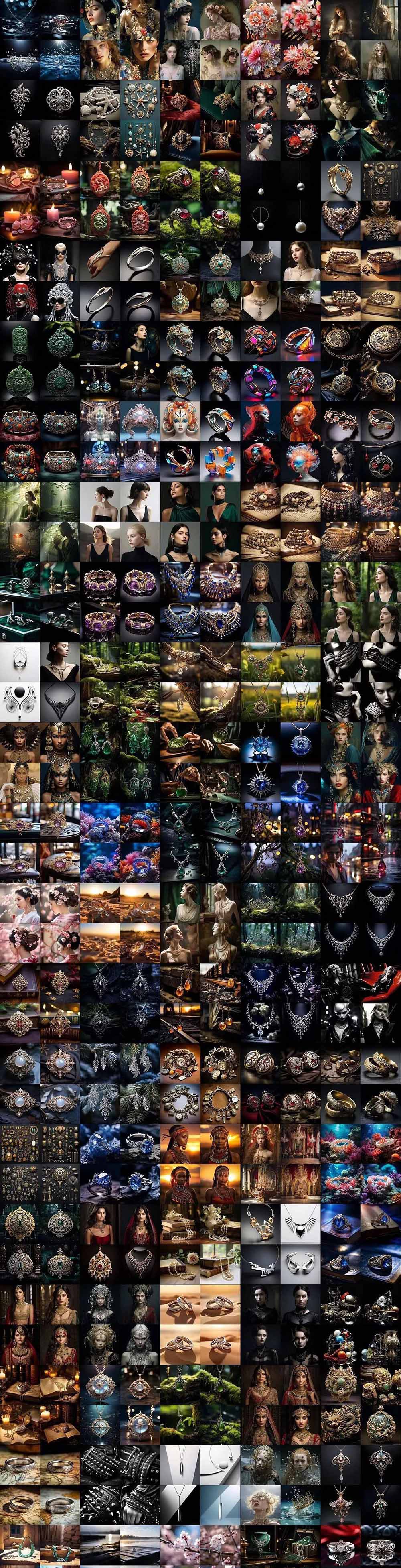 （17272期）460+专业Midjourney珠宝摄影AI提示词+成效果图，戒指/项链/耳环/手链/宝石/及奢侈配饰等全品类插图9