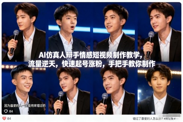 AI仿真人辩手情感短视频制作教学,流量逆天,快速起号涨粉,手把手教你制作插图 AI仿真人辩手情感短视频制作教学,流量逆天,快速起号涨粉,手把手教你制作插图
