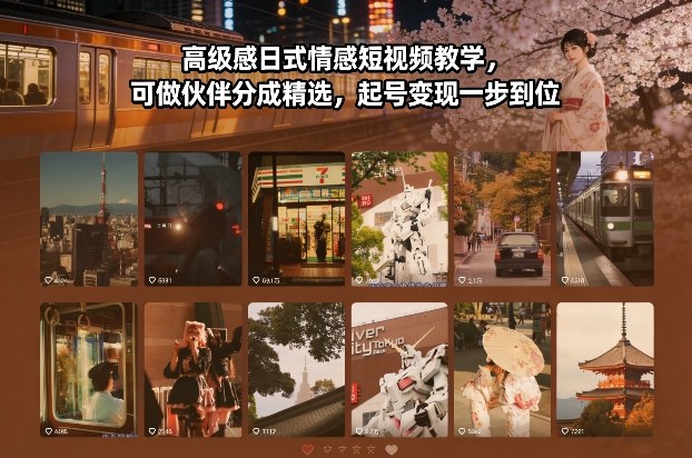 高级感日式情感短视频教学,可做伙伴分成精选,起号变现一步到位插图 高级感日式情感短视频教学,可做伙伴分成精选,起号变现一步到位插图