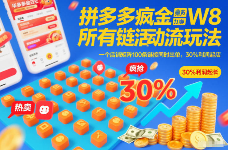 拼多多疯狂活动流玩法,所有链接全部打标,一个店铺矩阵100条链接同时出单,30%利润起店插图 拼多多疯狂活动流玩法,所有链接全部打标,一个店铺矩阵100条链接同时出单,30%利润起店插图