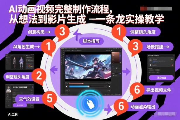 AI动画视频完整制作流程,从想法到影片生成一条龙实操教学插图 AI动画视频完整制作流程,从想法到影片生成一条龙实操教学插图