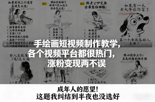 手绘画短视频制作教学，各个视频平台都很热门，涨粉变现两不误插图