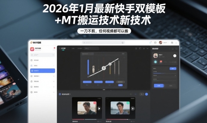 2026年1月最新快手双模板+MT搬运技术，一刀不剪，任何视频都可以搬插图