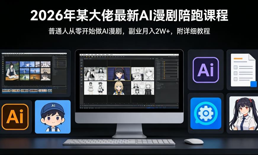 26年某大佬最新Ai漫剧陪跑课程，普通人从零开始做AI漫剧，副业月入2W+插图