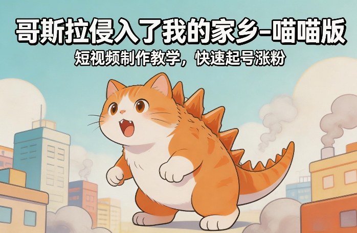 哥斯拉侵入了我的家乡–喵喵版短视频制作教学,快速起号涨粉插图 哥斯拉侵入了我的家乡–喵喵版短视频制作教学,快速起号涨粉插图