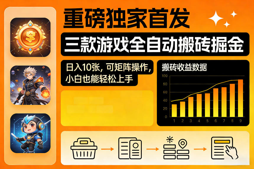 重磅独家首发，三款游戏全自动搬砖掘金，日入10张，可矩阵操作，小白也能轻松上手【揭秘】插图