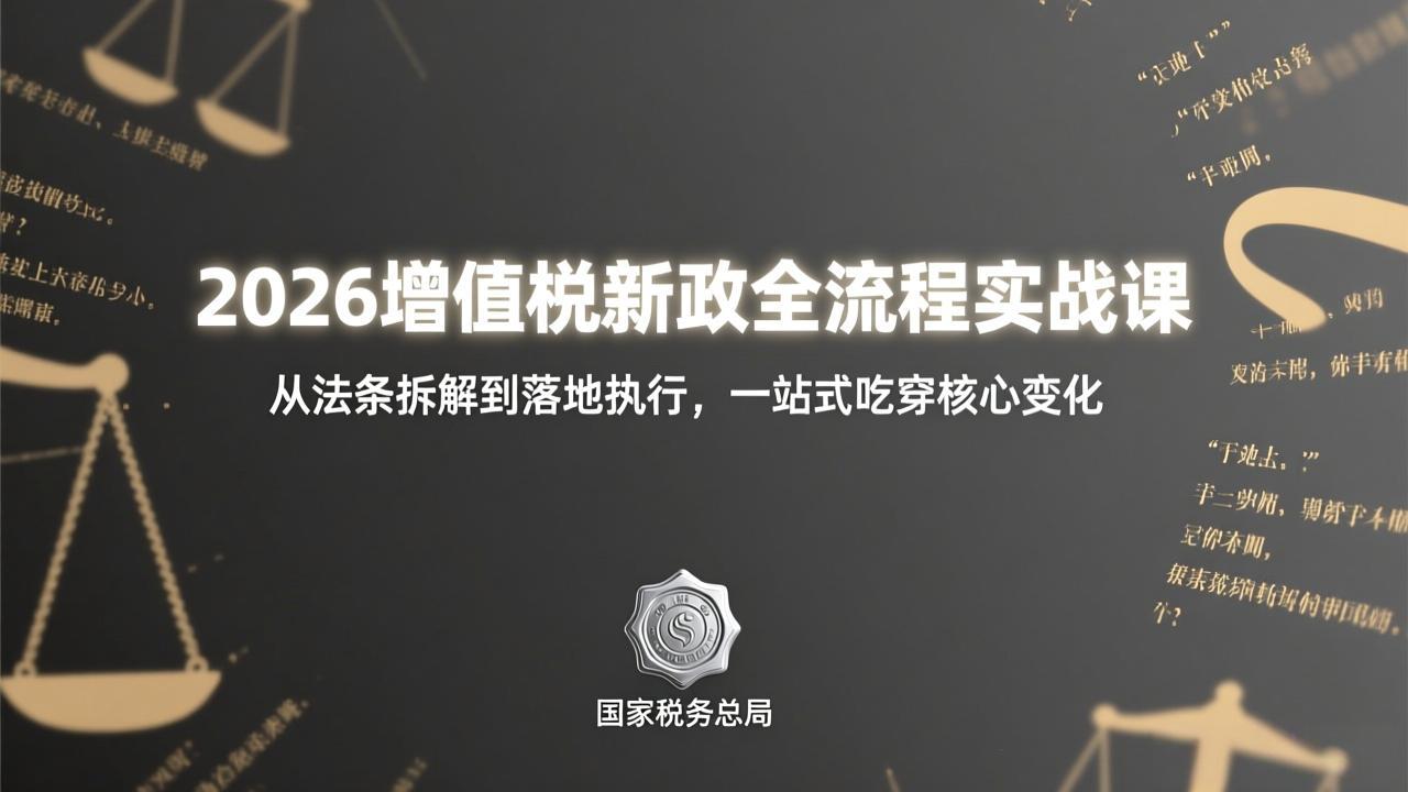 (17529期)2026增值税新政全流程实战课:从法条拆解到落地执行,一站式吃透核心变化