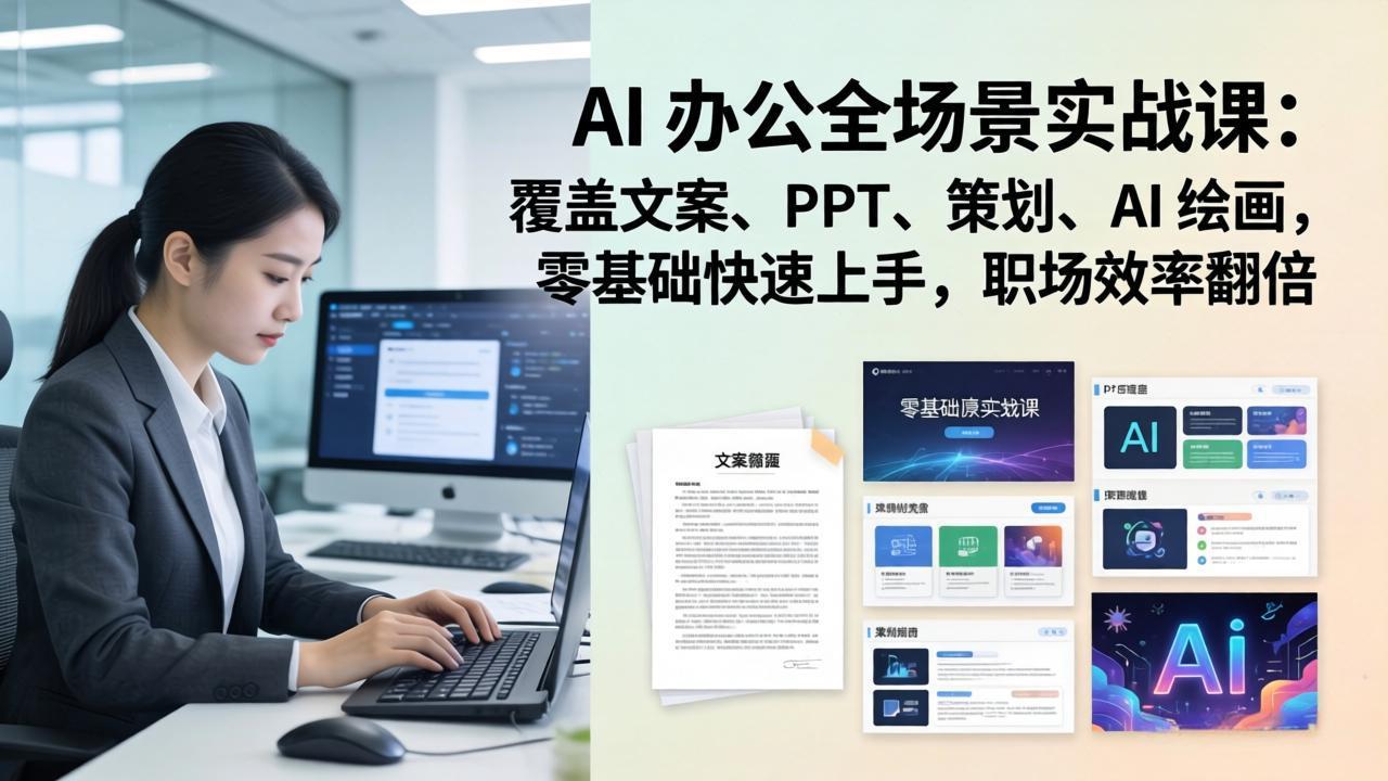 (17732期) AI 办公全场景实战课:覆盖文案、PPT、策划、AI 绘画,零基础快速上手,职场效率翻倍