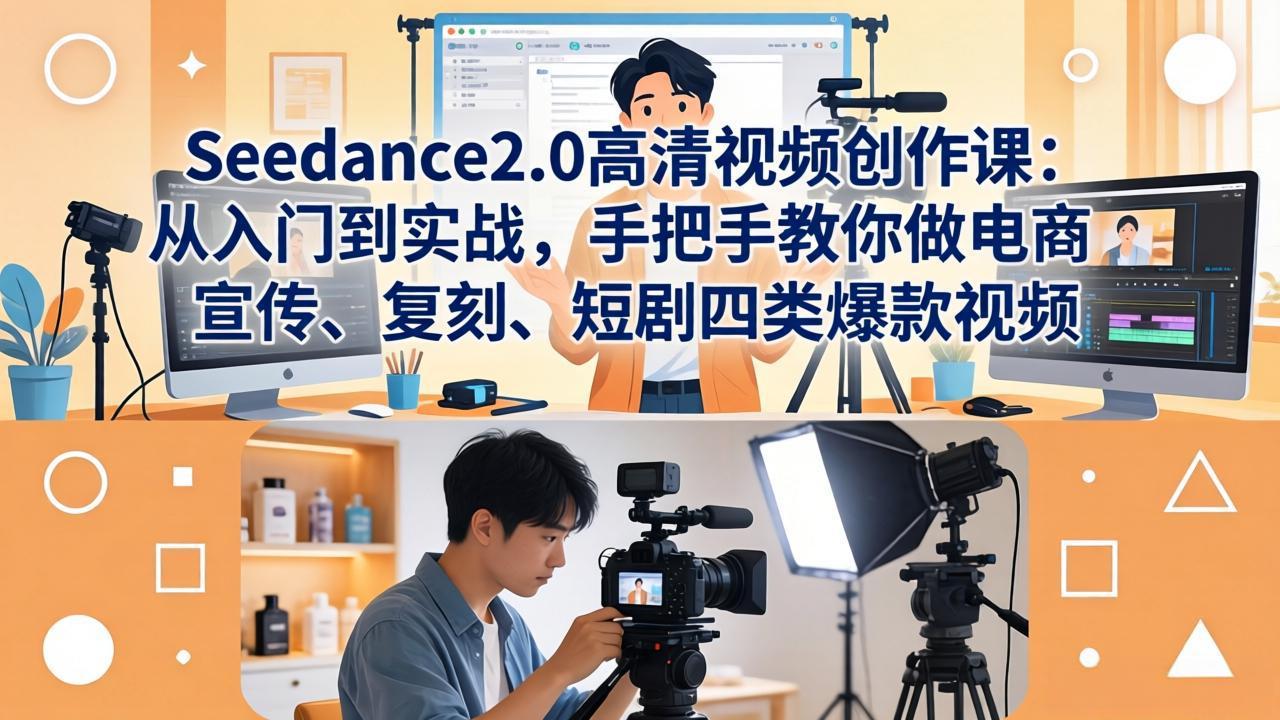 (18019期)Seedance2.0高清视频创作课:从入门到实战,手把手教你做电商、宣传、复刻、短剧四类爆款视频