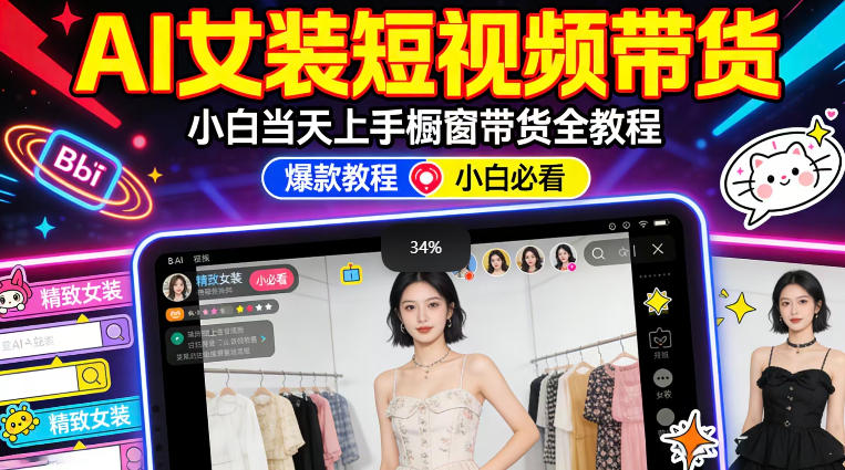 AI女装短视频橱窗带货:小白零门槛当天上手,高佣金爆款轻松賺!插图 AI女装短视频橱窗带货:小白零门槛当天上手,高佣金爆款轻松賺!插图