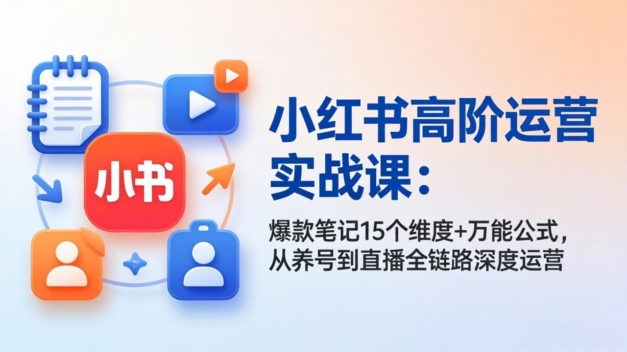 (17844期)小红书高阶运营实战课:爆款笔记15个维度+万能公式,从养号到直播全链路深度运营