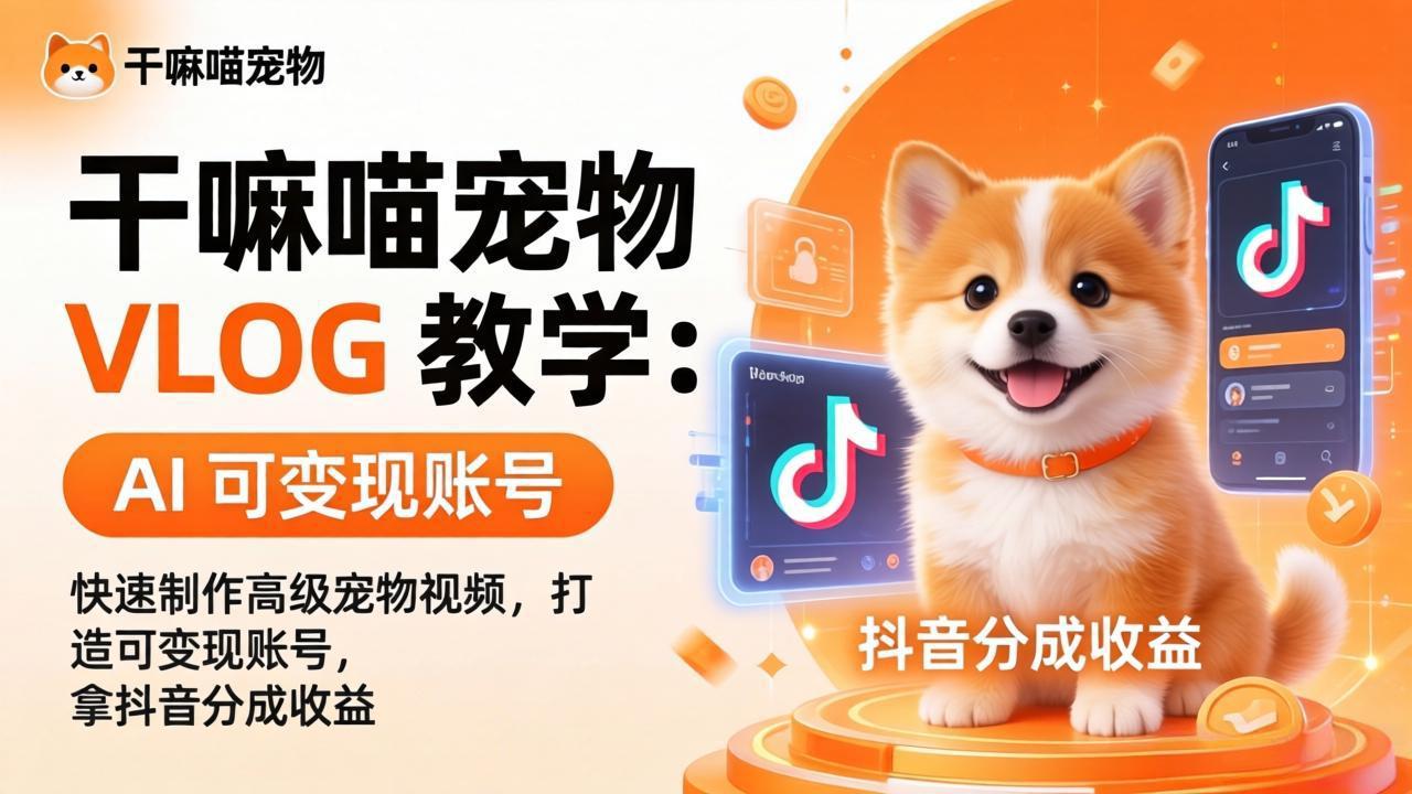 (17888期)干嘛喵宠物 VLOG 教学:AI 快速制作高级宠物视频,打造可变现账号,拿抖音分成收益插图 (17888期)干嘛喵宠物 VLOG 教学:AI 快速制作高级宠物视频,打造可变现账号,拿抖音分成收益插图