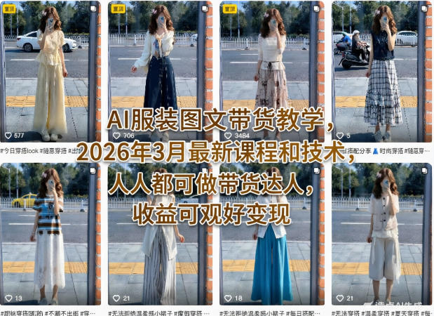 AI服装图文带货教学,2026年3月最新课程和技术,人人都可做带货达人,收益可观好变现插图 AI服装图文带货教学,2026年3月最新课程和技术,人人都可做带货达人,收益可观好变现插图