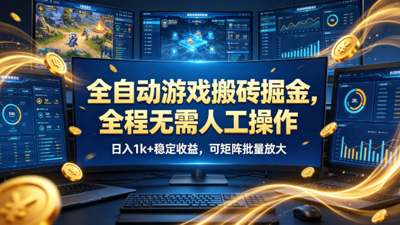 全自动游戏搬砖掘金，全程无需人工操作，日入1k+稳定收益，可矩阵批量放大【揭秘】插图