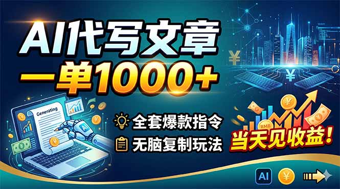 (18575期)AI代写文章,一单1000+,全套爆款指令+无脑复制玩法,当天见收益!插图 (18575期)AI代写文章,一单1000+,全套爆款指令+无脑复制玩法,当天见收益!插图