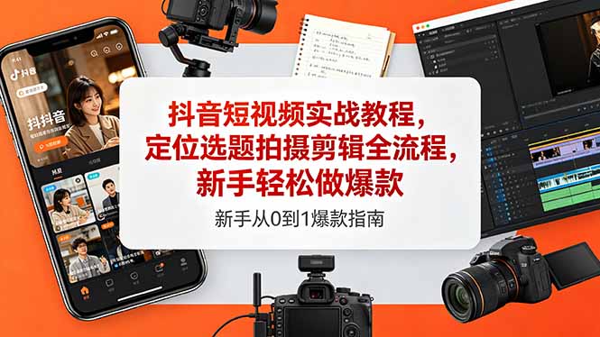(18524期)抖音短视频实战教程,定位选题拍摄剪辑全流程,新手轻松做爆款