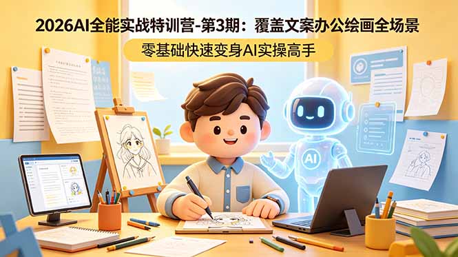 (18572期)2026AI全能实战特训营-第3期:覆盖文案办公绘画全场景 零基础快速变身AI实操高手插图 (18572期)2026AI全能实战特训营-第3期:覆盖文案办公绘画全场景 零基础快速变身AI实操高手插图