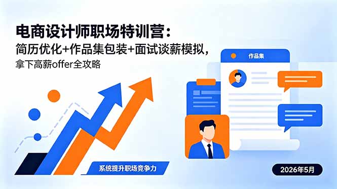 （18544期）电商设计师职场特训营：简历优化+作品集包装+面试谈薪模拟，拿下高薪offer全攻略