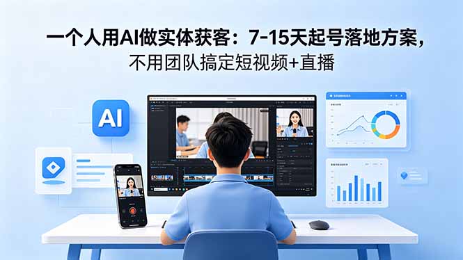 (18432期)一个人用AI做实体获客:7-15天起号落地方案,不用团队搞定短视频+直播