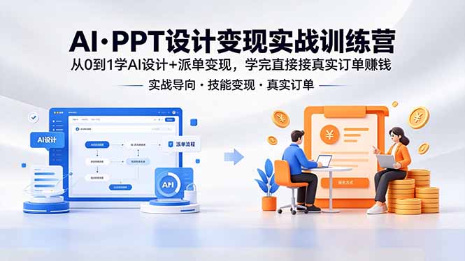 (18458期)AI·PPT设计变现实战训练营,从0到1学AI设计+派单变现,学完直接接真实订单赚钱
